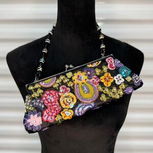 Y2K Black Multi-colored Beaded Fairy Clutch with Beaded Strap